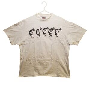Kokopelli Graphic 2XL XXL T-Shirt White 100% Cotton Made in USA Art Tee Bohemian